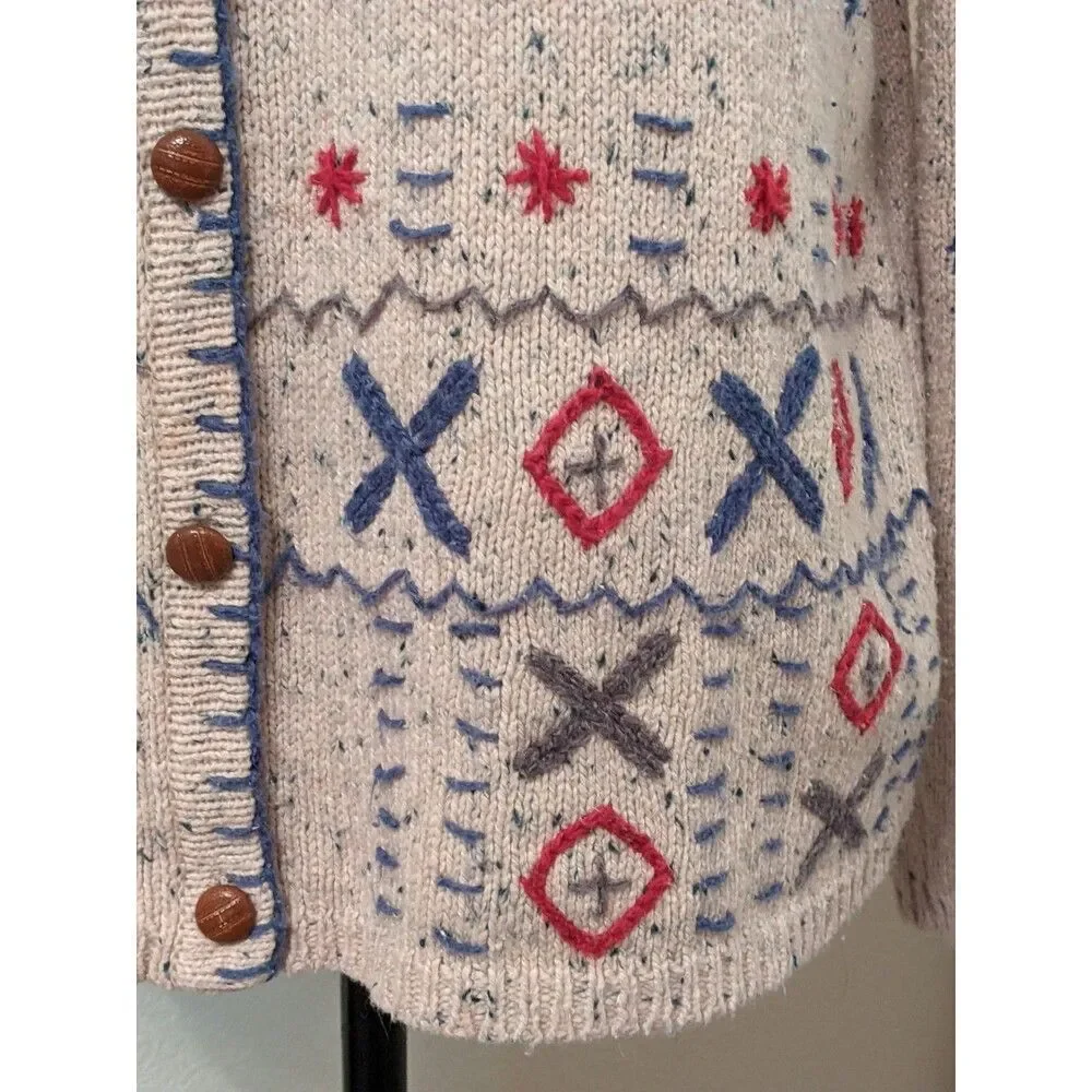 Vintage Cardigan Teacher Academia Grandma Literary Embroidery Cottagecore L